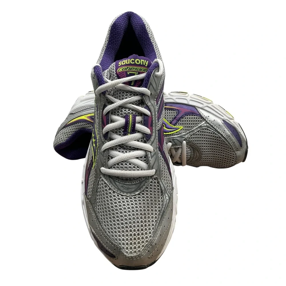 Saucony Cohesion 7 Womens Running Shoes Silver Purple Citron 15181-4‎ Size 11
